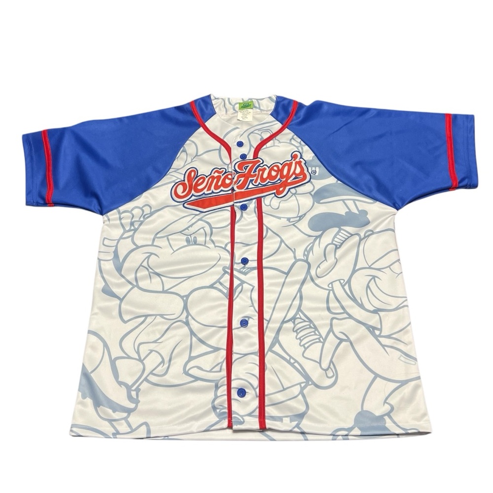 Senor Frogs - Spring Break Men’s Baseball Jersey Button Down Shirt - White - L